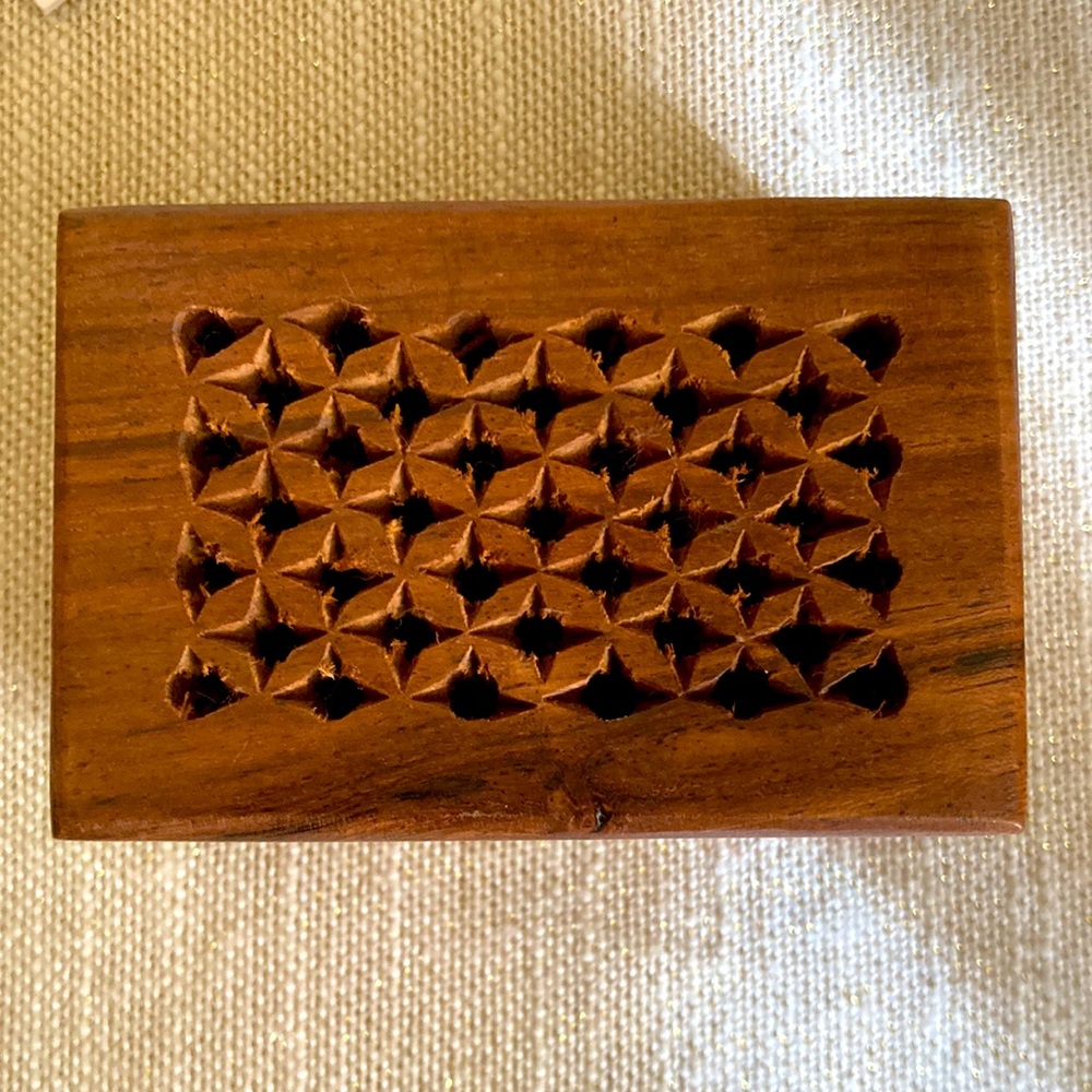 New Super Cute Mini Boho Carved Wood Incense or Trinket Box